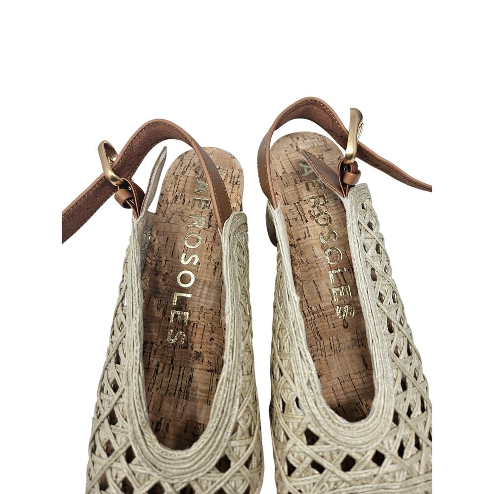 AEROSOLES Beige Woven Cork Slingback Heels - Picture 6 of 6